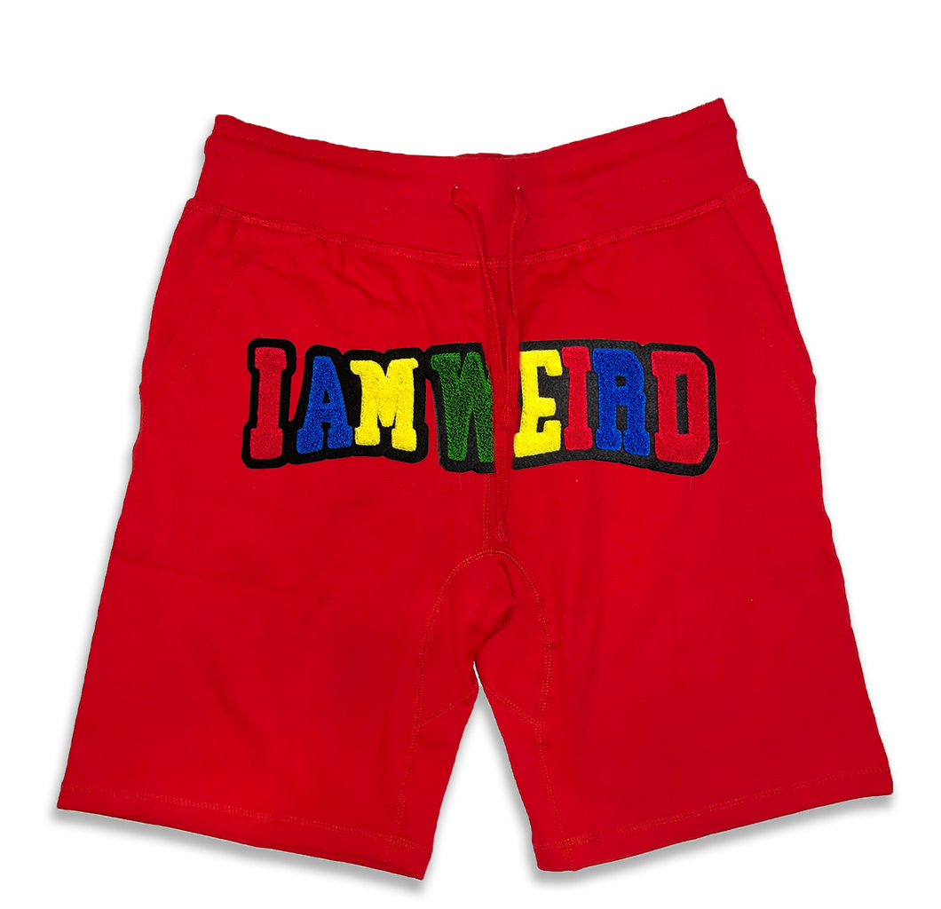 IAmWeird Single-Line Logo Jogger Shorts in red