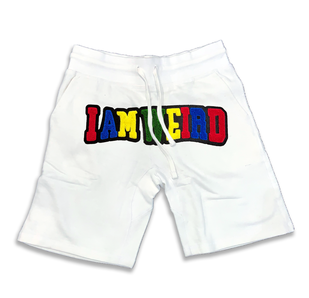 IAmWeird Single-Line Logo Jogger Shorts in white